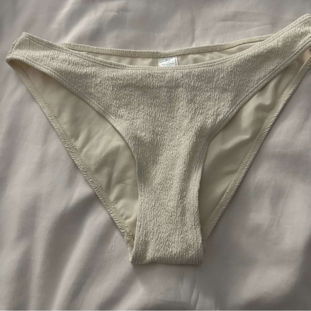 White Textured Bikini Bottoms
